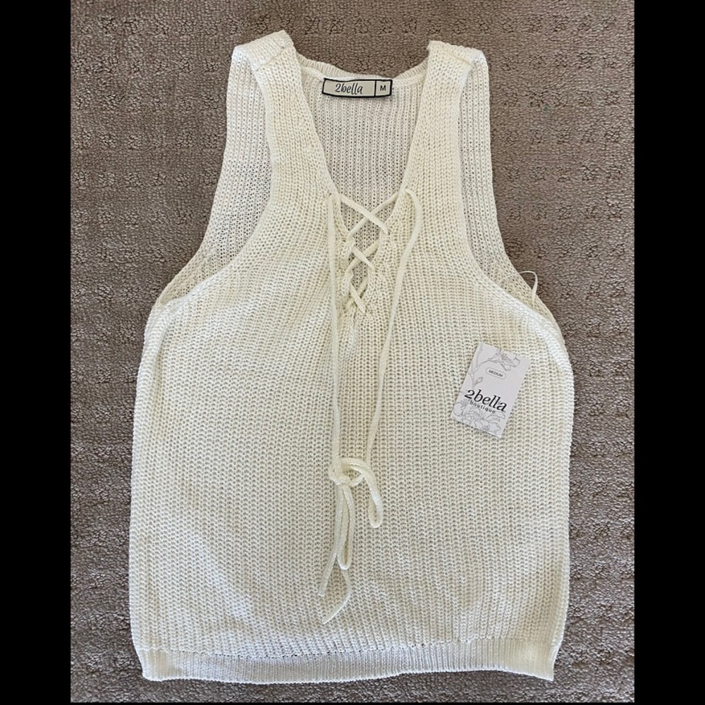 Knit white tank top